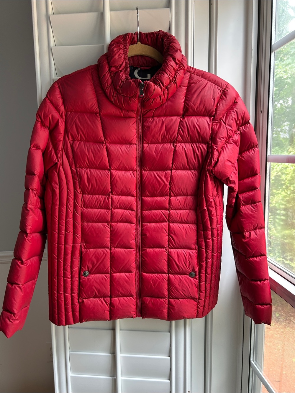 Red Quilted Women's Down Puffer Jacket